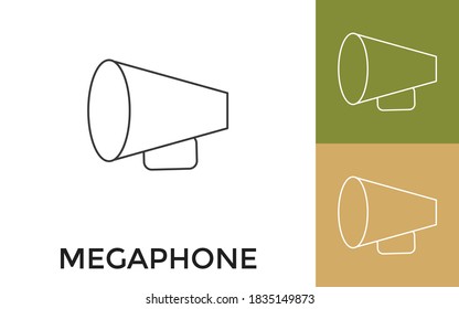 Icono de línea delgada Megaphone editable con título. Útil para aplicaciones móviles, sitio web, software y medios impresos.