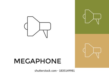 Icono de línea delgada Megaphone editable con título. Útil para aplicaciones móviles, sitio web, software y medios impresos.