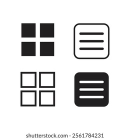 Editable menu icon set. hamburger menu button icon for web and mobile app 