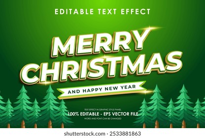 Editable Merry Christmas And Happy New Year Text Effect suitable for a Christmas theme design