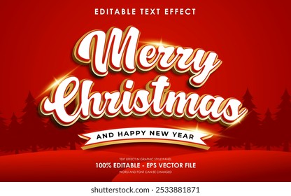 Editable Merry Christmas And Happy New Year Text Effect suitable for a Christmas theme design