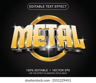editable metal vector 3d text effect with modern style design