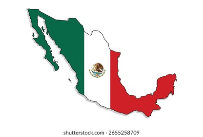 Mapa Editable de México con Bandera Mexicana