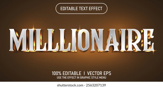 editable millionaire 3d vector text effect with modern style design