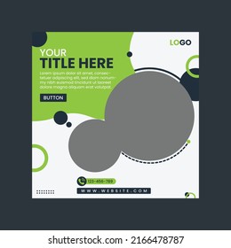 Editable minimal  banner template. Dark blue, green,  light gray background color with geometric shapes. social media post and ads design. modern design. vector illustration
