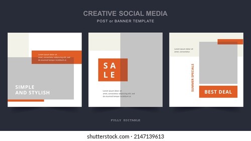 Editable minimal fashion square banner template. Suitable for social media post and web internet ads. Vector illustration with photo college