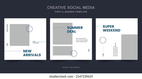 Editable minimal fashion square banner template. Suitable for social media post and web internet ads. Vector illustration with photo college