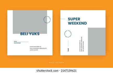 Editable minimal fashion square banner template. Suitable for social media post and web internet ads. Vector illustration with photo college