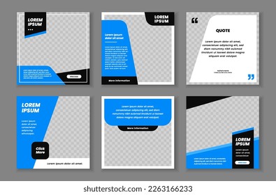 Editable minimal flat square banner template set. Black and blue background color dynamic shapes. Suitable brochure, annual report, magazine, poster, business presentation, portfolio, flyer, banner.