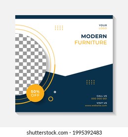 Editable minimal square banner post template. Simple background layout template for exterior, interior and furniture home business. Vector illustration