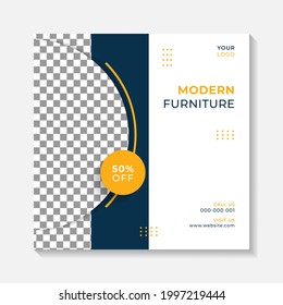 Editable minimal square banner post template. Simple background layout template for exterior, interior and furniture home business. Vector illustration