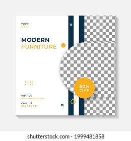 Editable minimal square banner post template. Simple background layout template for exterior, interior and furniture home business. Vector illustration
