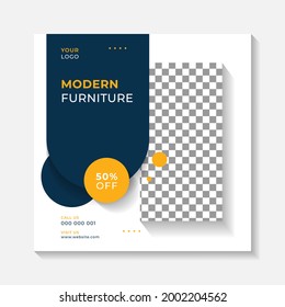 Editable minimal square banner post template. Simple background layout template for exterior, interior and furniture home business. Vector illustration