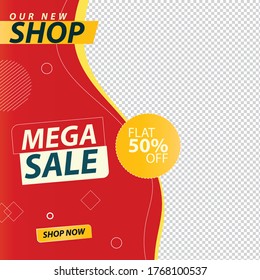 Editable minimal square banner template. Suitable for social media post and web internet ads. Vector illustration.