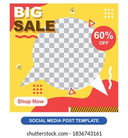 Editable minimal square banner template. Geometric and liquid background color. Suitable for social media post and web internet ads. Vector illustration with photo college. Modern template.