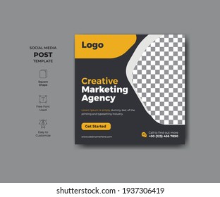 Editable minimal square banner template design for social media.