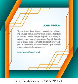 Editable minimal square banner template. blue white gradient background color with stripe line element use green and orange colors. Suitable for social media post and web or internet ads. 