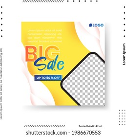 Editable minimal square banner template. abstract modern different color gradient styles on the background. Suitable for social media posts and web internet ads. Vector illustration with photo collage