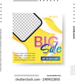 Editable minimal square banner template. abstract modern different color gradient styles on the background. Suitable for social media posts and web internet ads. Vector illustration with photo collage