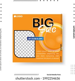 Editable minimal square banner template. abstract modern different color gradient styles on the background. Suitable for social media posts and web internet ads. Vector illustration with photo collage