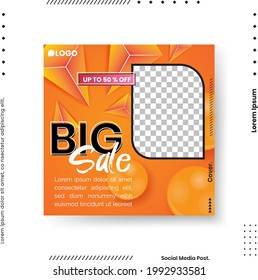 Editable minimal square banner template. abstract modern different color gradient styles on the background. Suitable for social media posts and web internet ads. Vector illustration with photo collage