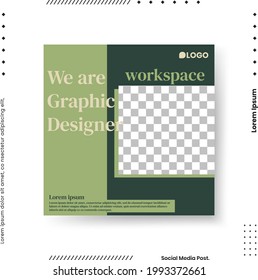 Plantilla de banner cuadrado mínimo editable. abstracta estilos de degradado de color diferentes en el fondo. Adecuado para publicaciones en medios sociales y anuncios en internet. Ilustración vectorial con collage fotográfico