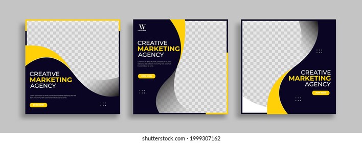 Editable minimal square banner template with geometric shapes for social media post, story and web internet ads. Vector