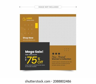 Editable minimal square banner template. Suitable for social media post and web internet ads. Vector illustration 