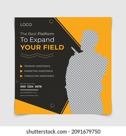 Editable minimal square banner template. Digital business marketing banner for social media post. Usable for social media, story and web internet ads
