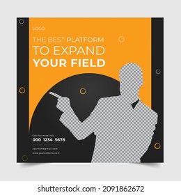 Editable minimal square banner template. Digital business marketing banner for social media post. Usable for social media, story and web internet ads