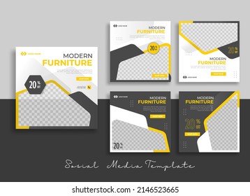 Editable minimal square banner template with geometric shapes for social media post, story and web internet ads. Vector illustration