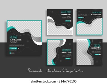 Editable minimal square banner template with geometric shapes for social media post, story and web internet ads. Vector illustration	