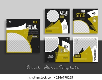 Editable minimal square banner template with geometric shapes for social media post, story and web internet ads. Vector illustration	