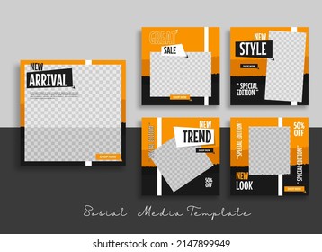 Plantilla de banner cuadrado mínimo editable con formas geométricas para publicaciones en medios sociales, historias y anuncios en Internet. Ilustración del vector