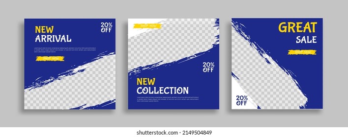 Editable minimal square banner template with geometric shapes for social media post, story and web internet ads. Vector illustration