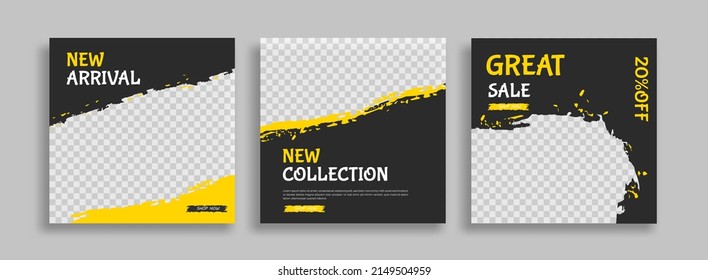 Editable minimal square banner template with geometric shapes for social media post, story and web internet ads. Vector illustration