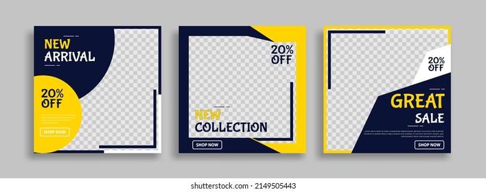 Editable minimal square banner template with geometric shapes for social media post, story and web internet ads. Vector illustration