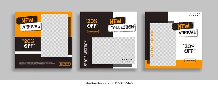 Editable minimal square banner template with geometric shapes for social media post, story and web internet ads. Vector illustration
