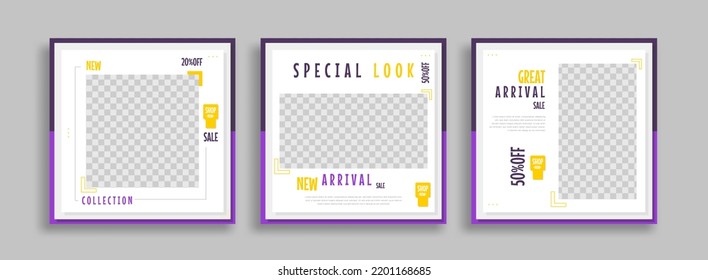 Editable minimal square banner template with geometric shapes for social media post, story and web internet ads. Vector illustration