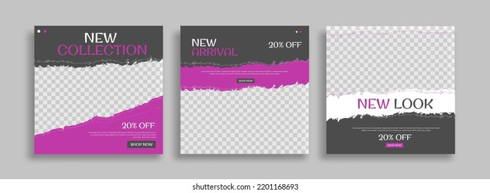 Editable minimal square banner template with geometric shapes for social media post, story and web internet ads. Vector illustration