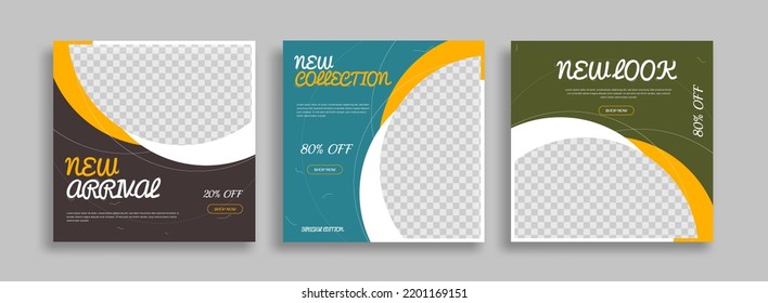 Editable minimal square banner template with geometric shapes for social media post, story and web internet ads. Vector illustration
