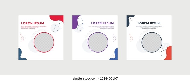 Editable minimal square banner template set. Flat modern colors with different shape. Suitable for social media post and web internet advertisements.