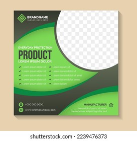 Editable minimal square banner template. green gradient color background and elements. Suitable for social media post, healthy, nature, and web internet ads. Vector illustration with photo college