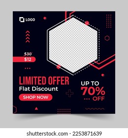 Editable minimal square banner template. Suitable for social media post, fashion and web internet ads. Vector illustration
