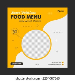 Editable minimal square banner template. Suitable for social media post, food sale web banner ads. Vector illustration