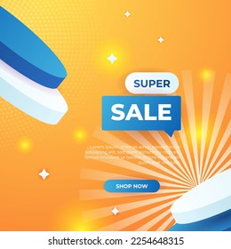 Editable minimal square banner template. Blue and orange background color with stripe line shape. Suitable for social media post and web internet ads. Vector illustration with photo college