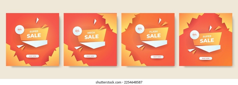 Editable minimal square banner template. Orange background color with stripe line shape. Suitable for social media post and web internet ads. Vector illustration with photo college