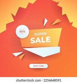 Editable minimal square banner template. Orange background color with stripe line shape. Suitable for social media post and web internet ads. Vector illustration with photo college