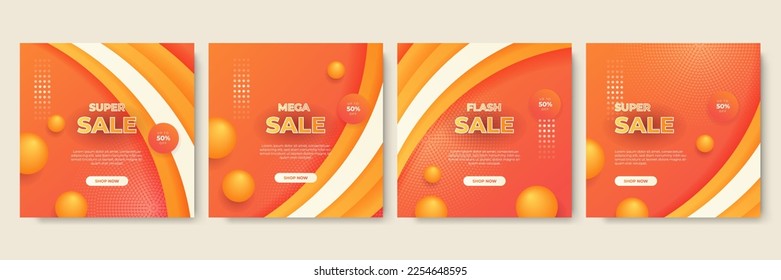 Editable minimal square banner template. Orange background color with stripe line shape. Suitable for social media post and web internet ads. Vector illustration with photo college