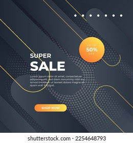 Editable minimal square banner template. Black and yellow background color with stripe line shape. Suitable for social media post and web internet ads. Vector illustration with photo college